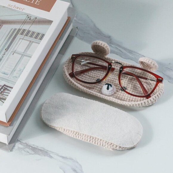 Crochet Glasses Holder Soft Wool Animal Nightstand Desk Organizer - Picture 8 of 9
